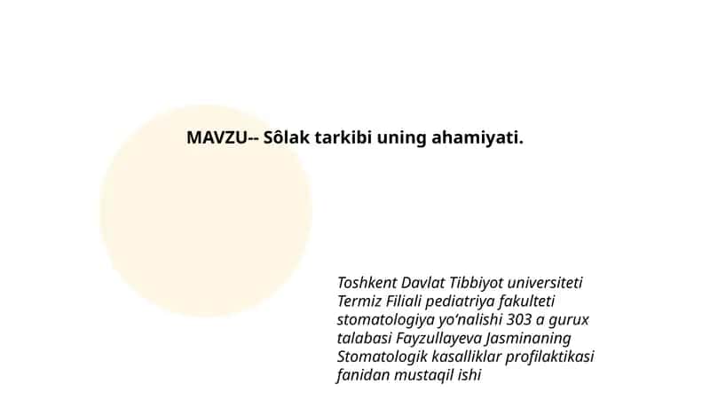Sôlak tarkibi uning ahamiyati