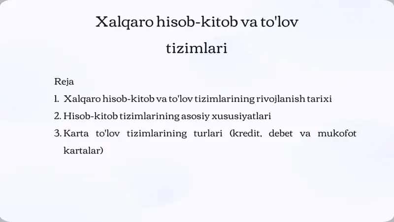 Xalqarohisob-kitobvato'lovtizimlari