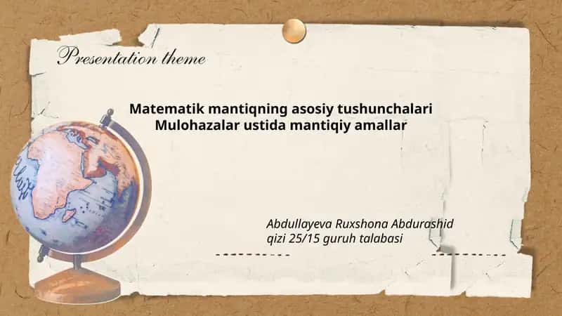 Matematik mantiqning asosiy tushunchalari