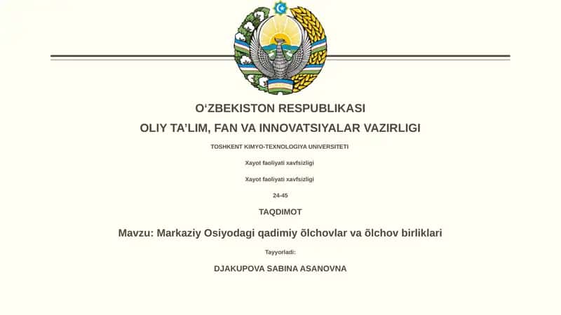 Qadimgi Markaziy Osiyodagi qadimiy õlchovlar va õlchov birliklari