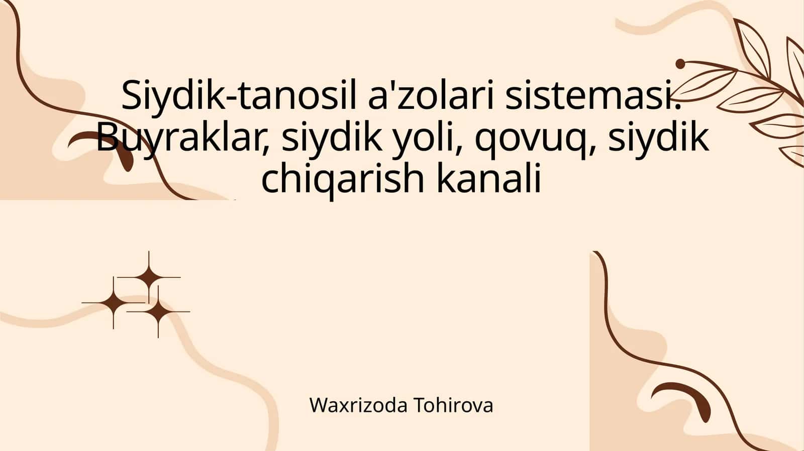 Siydik-tanosil a'zolari sistemasi