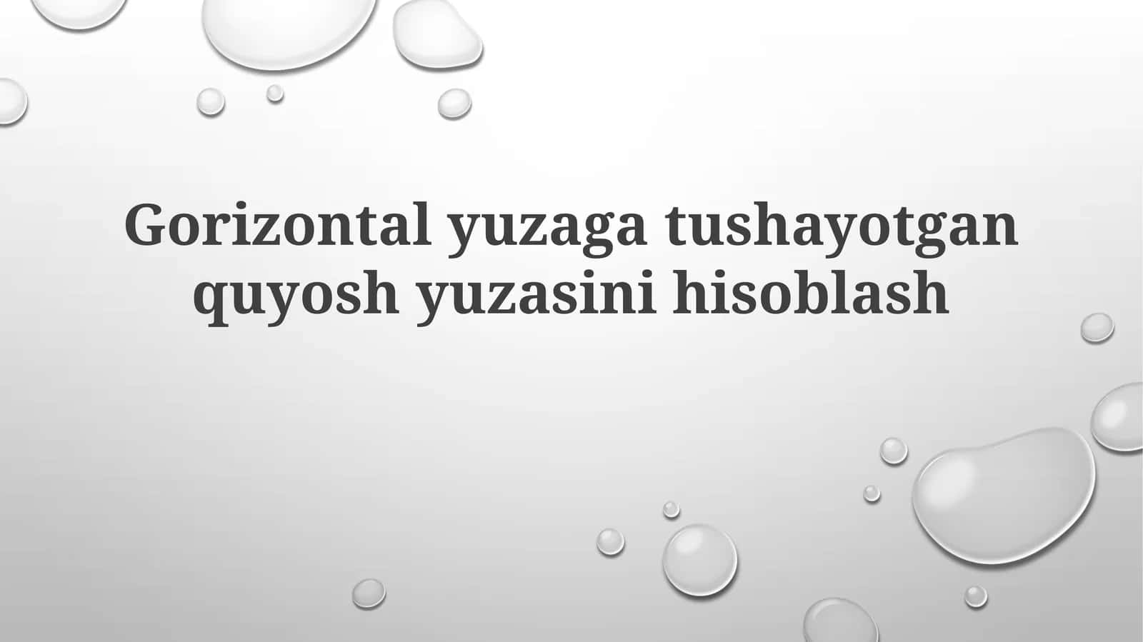 Gorizontal yuzaning tushunchasi