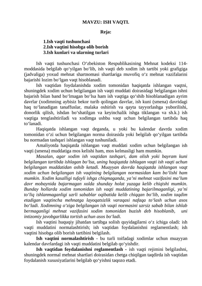 Ish vaqti