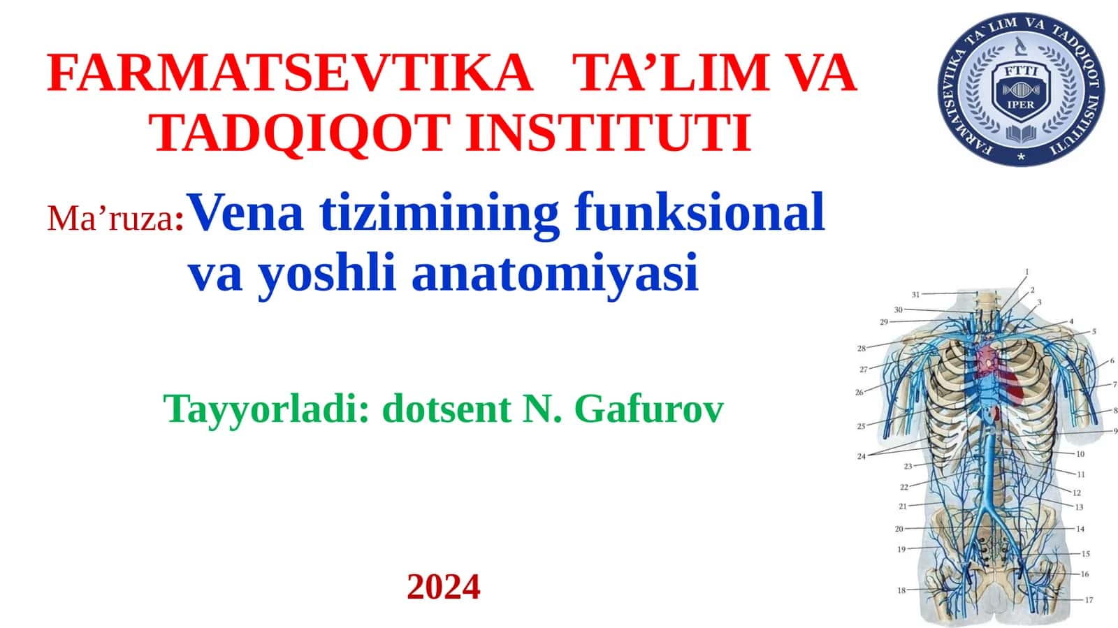 Venatizimining funksional vayoshli anatomi yasi