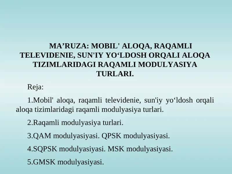 Raqamli modulyasiya turlari