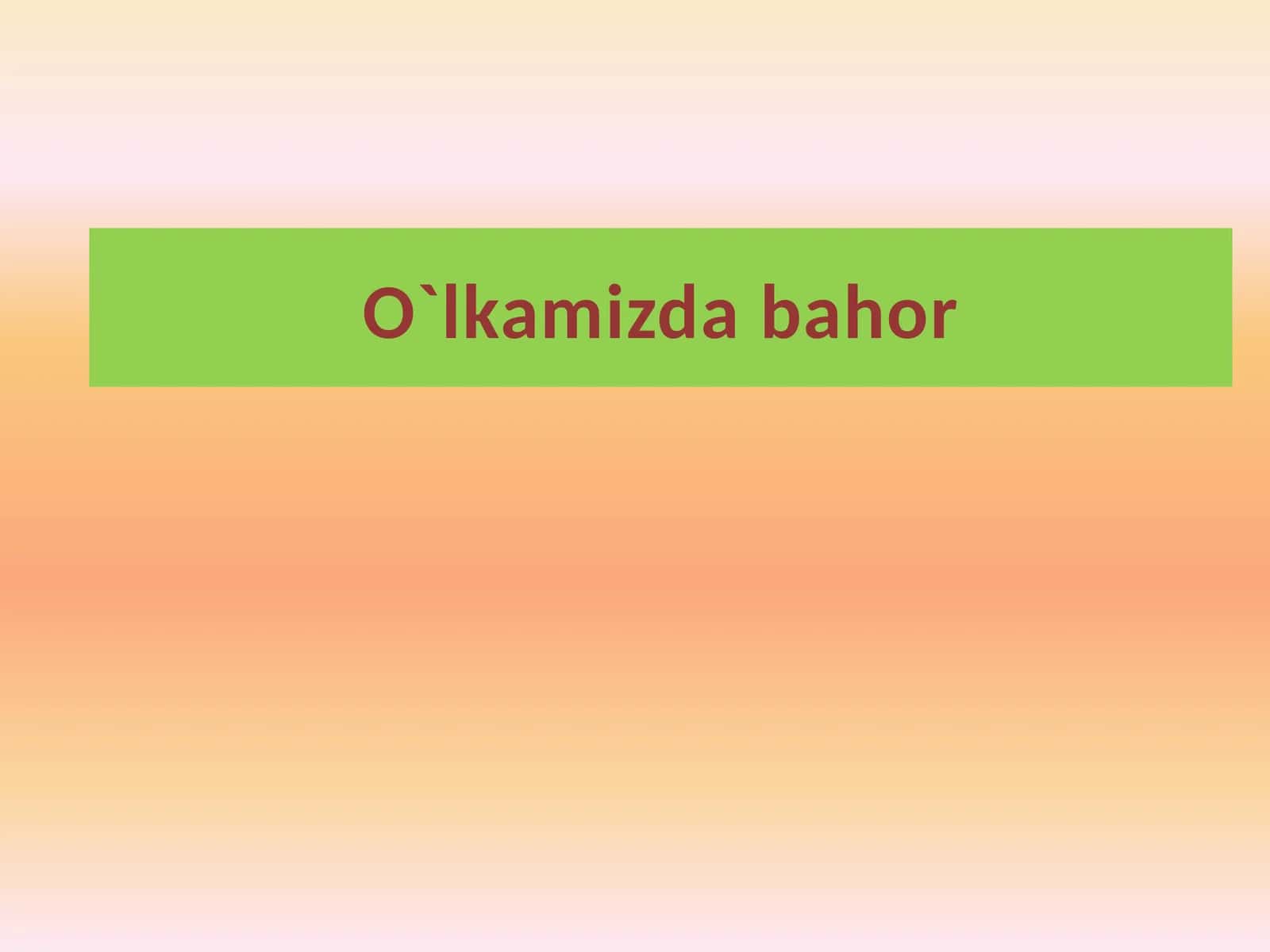 O`lkamizda bahor