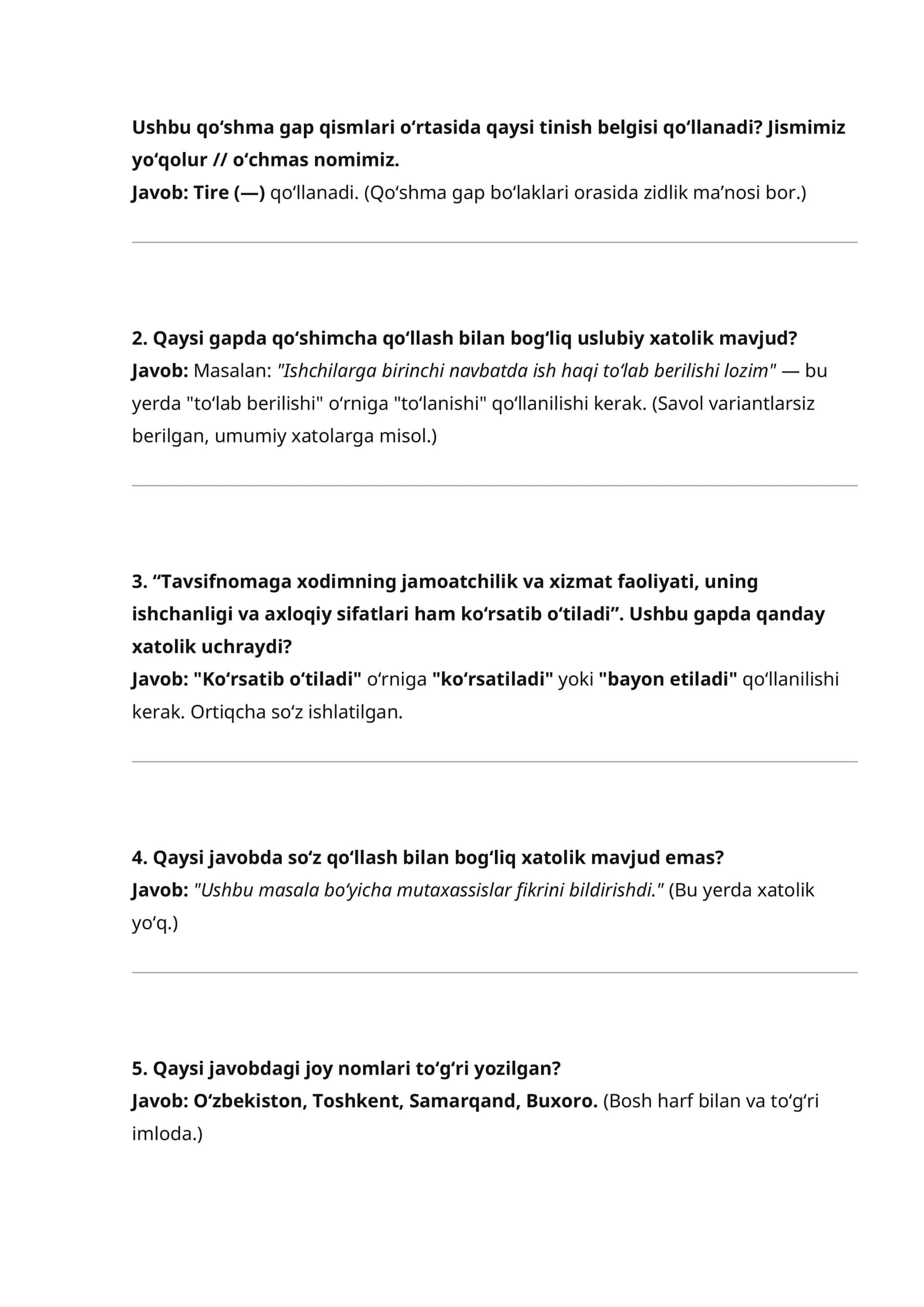 Agros test 2026 davlat tilidan tushadigan savollar javoblari bilan