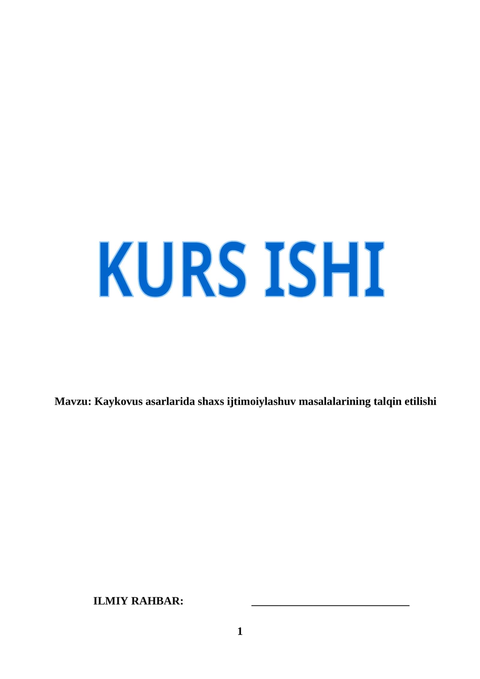 Kaykovus asarlarida shaxs ijtimoiylashuv masalalarining talqin etilishi