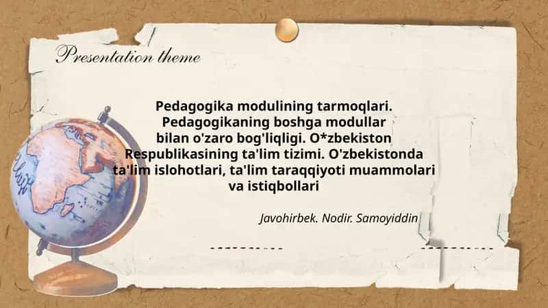 Pedagogika modulining tarmoqlari