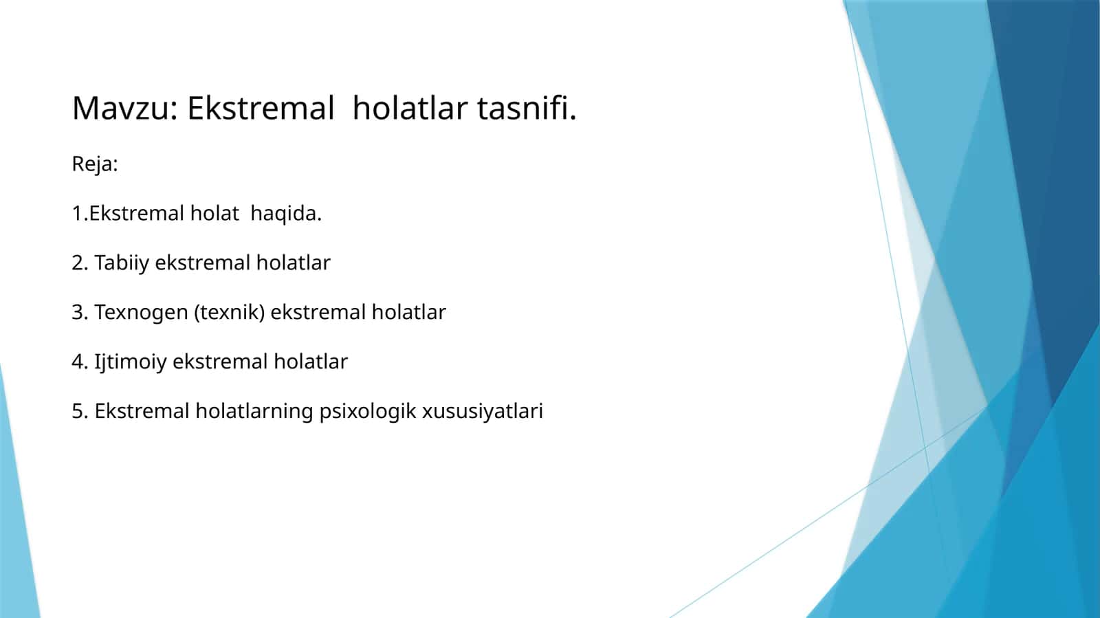 Ekstremal holatlar tasnifi