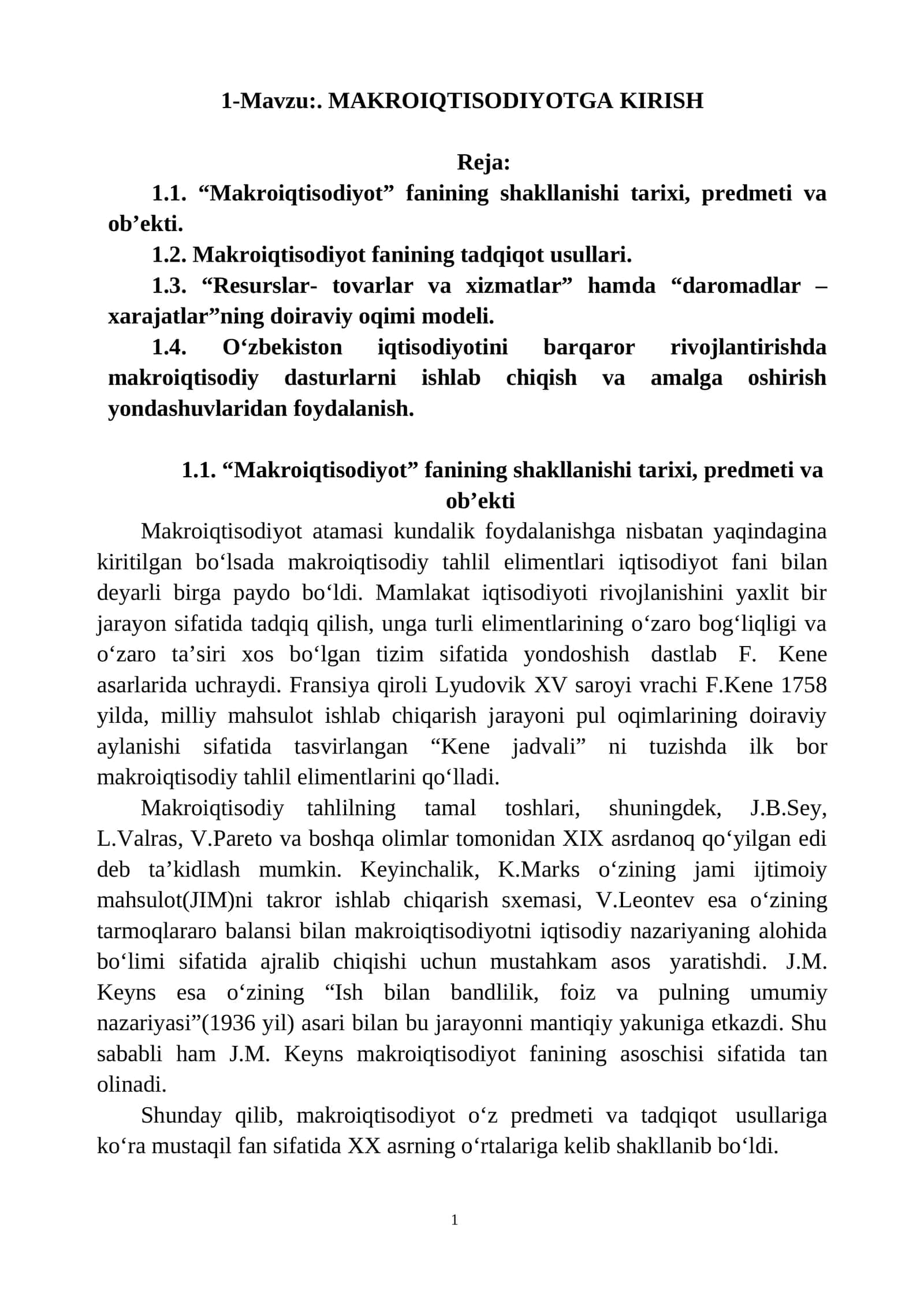 MAKROIQTISODIYOTGA KIRISH