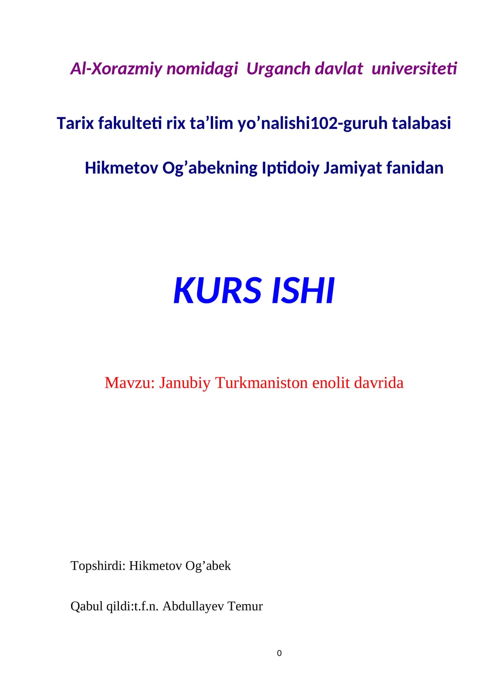 Janubiy Turkmaniston enolit davrida