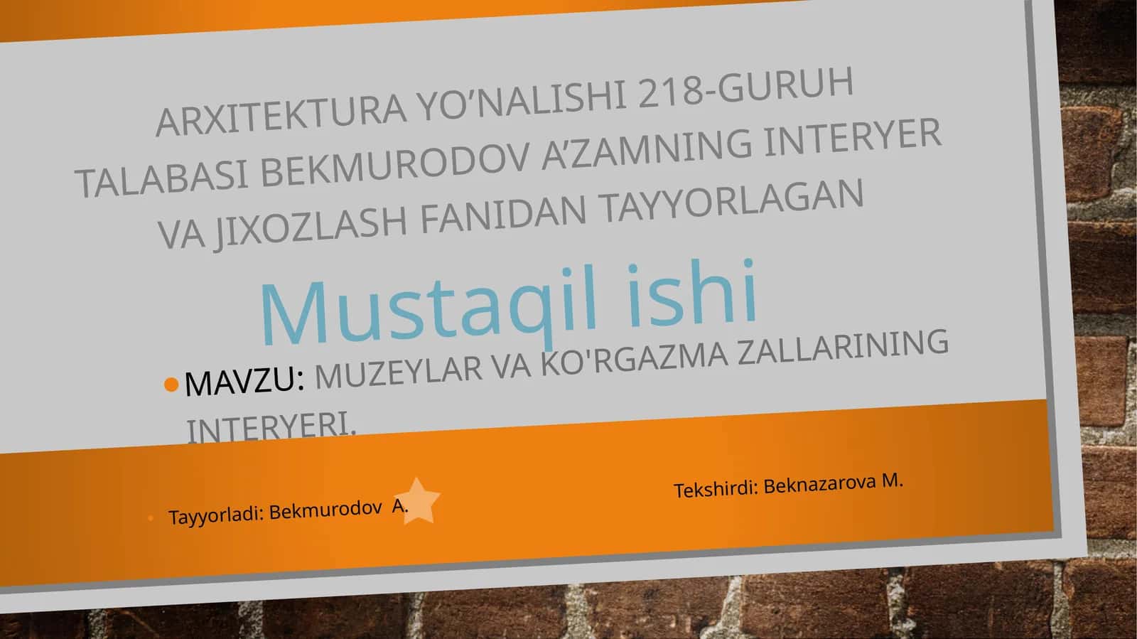 Muzeylar va ko'rgazma zallarining interyeri