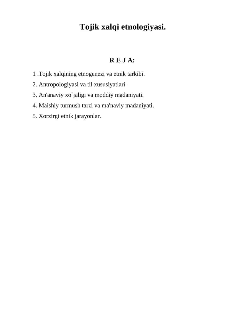 Tojik xalqi etnologiyasi