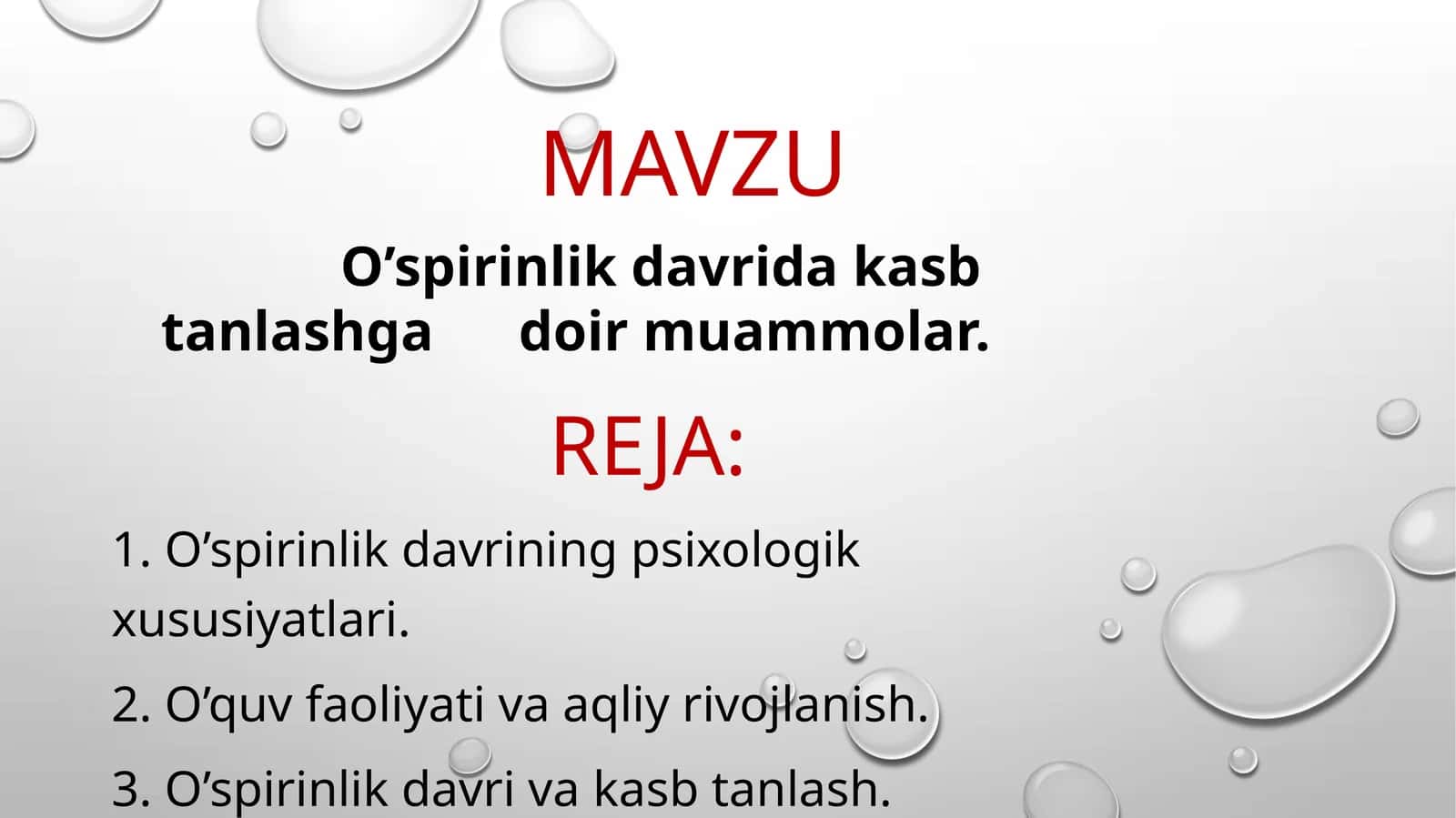 O’spirinlik davrida kasb tanlashga doir muammolar