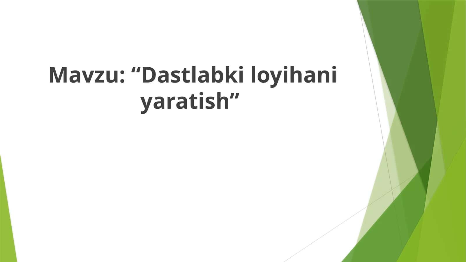 Dastlabki loyihani yaratish