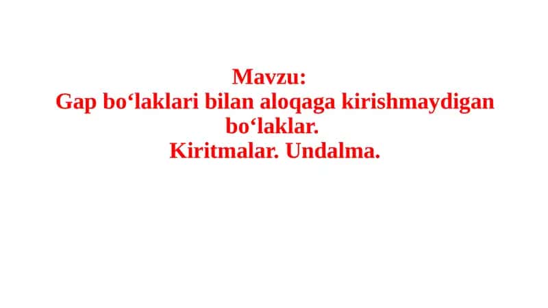GAP BO‘LAKLARI BILAN ALOQA GA KIRISHMAYDIGAN BO‘LAKLAR