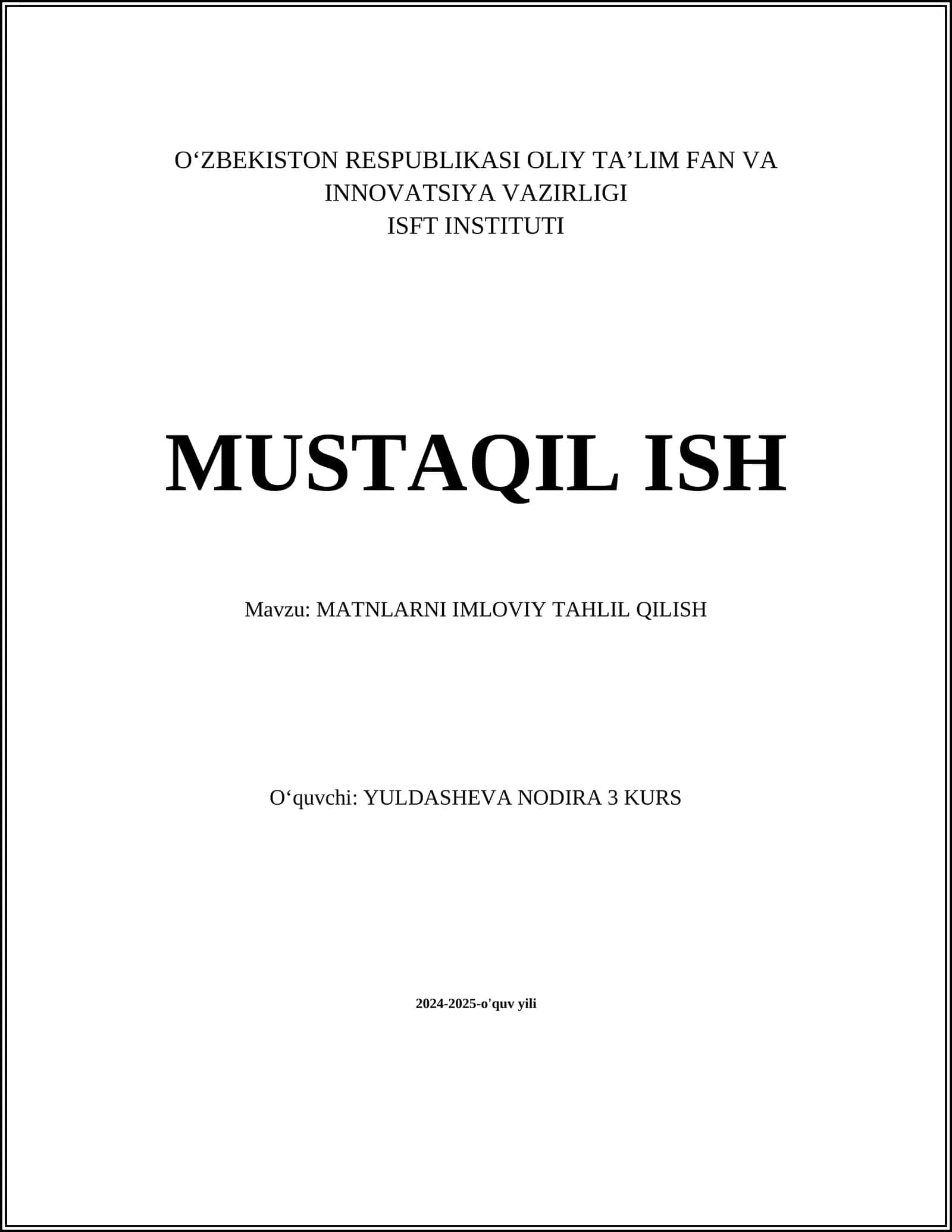 MATLAB dasturida ma'lumotlar tahlili