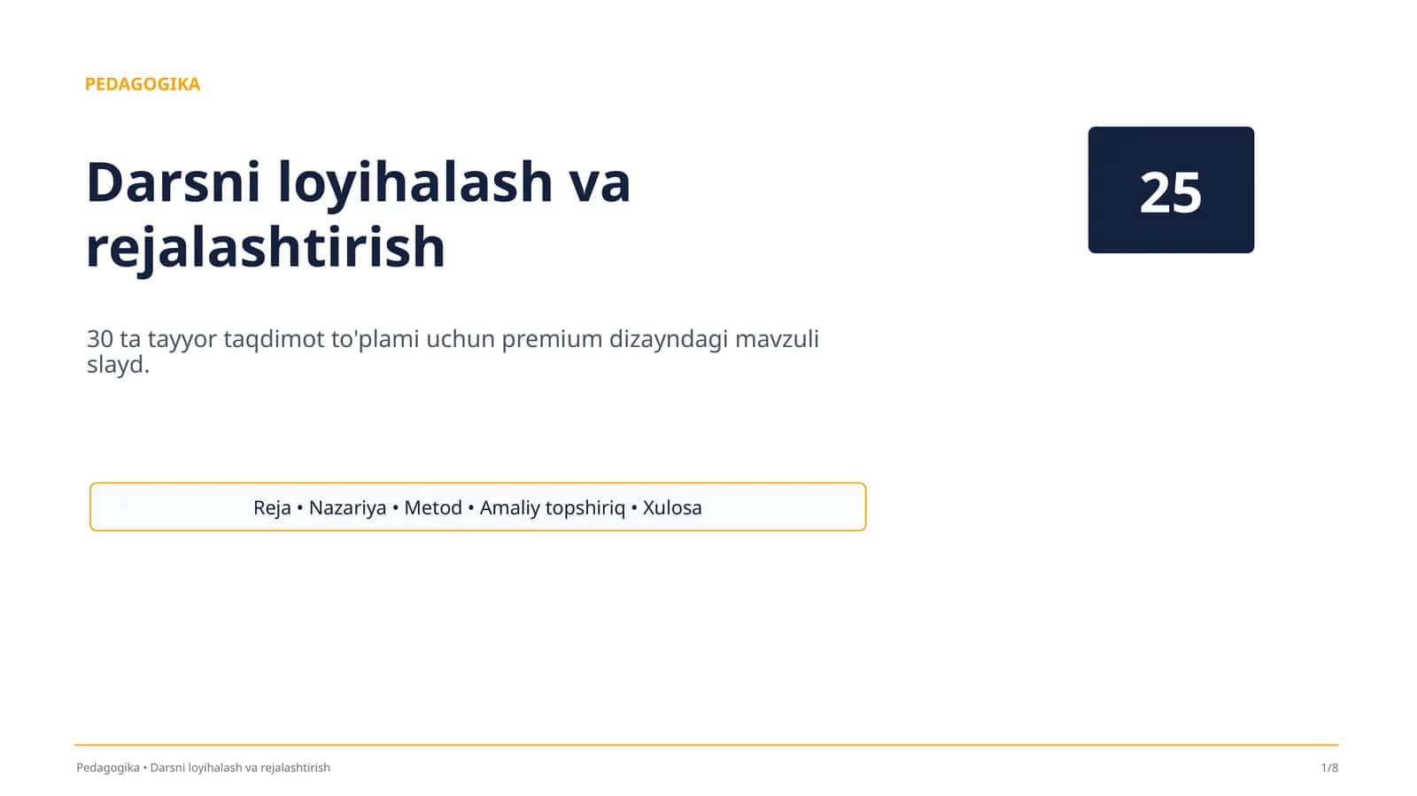 Darsni loyihalash va rejalashtirish