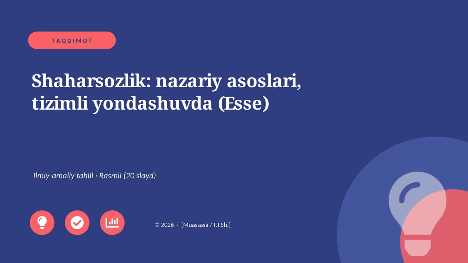 Shaharsozlik: nazariy asoslari, tizimli yondashuvda (Esse)