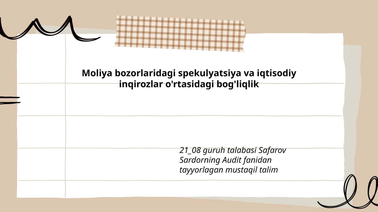 Moliya bozorlarida spekulyatsiya tushunchasi