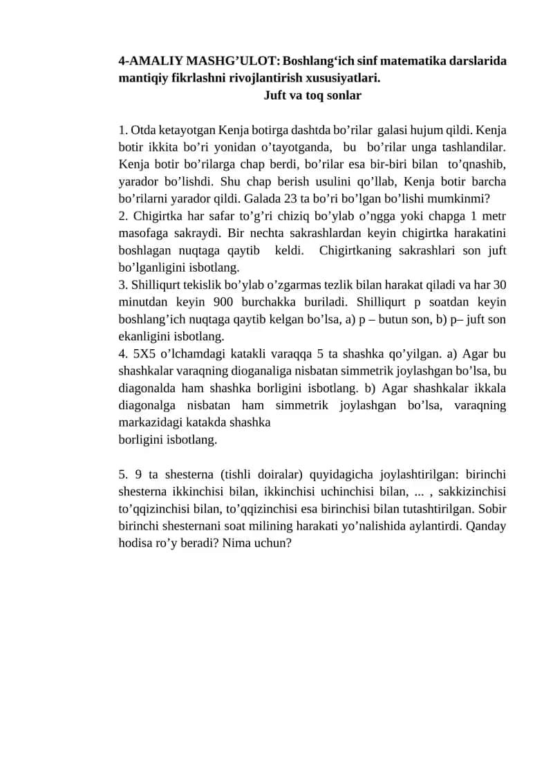 Boshlang‘ich sinf matematika darslari