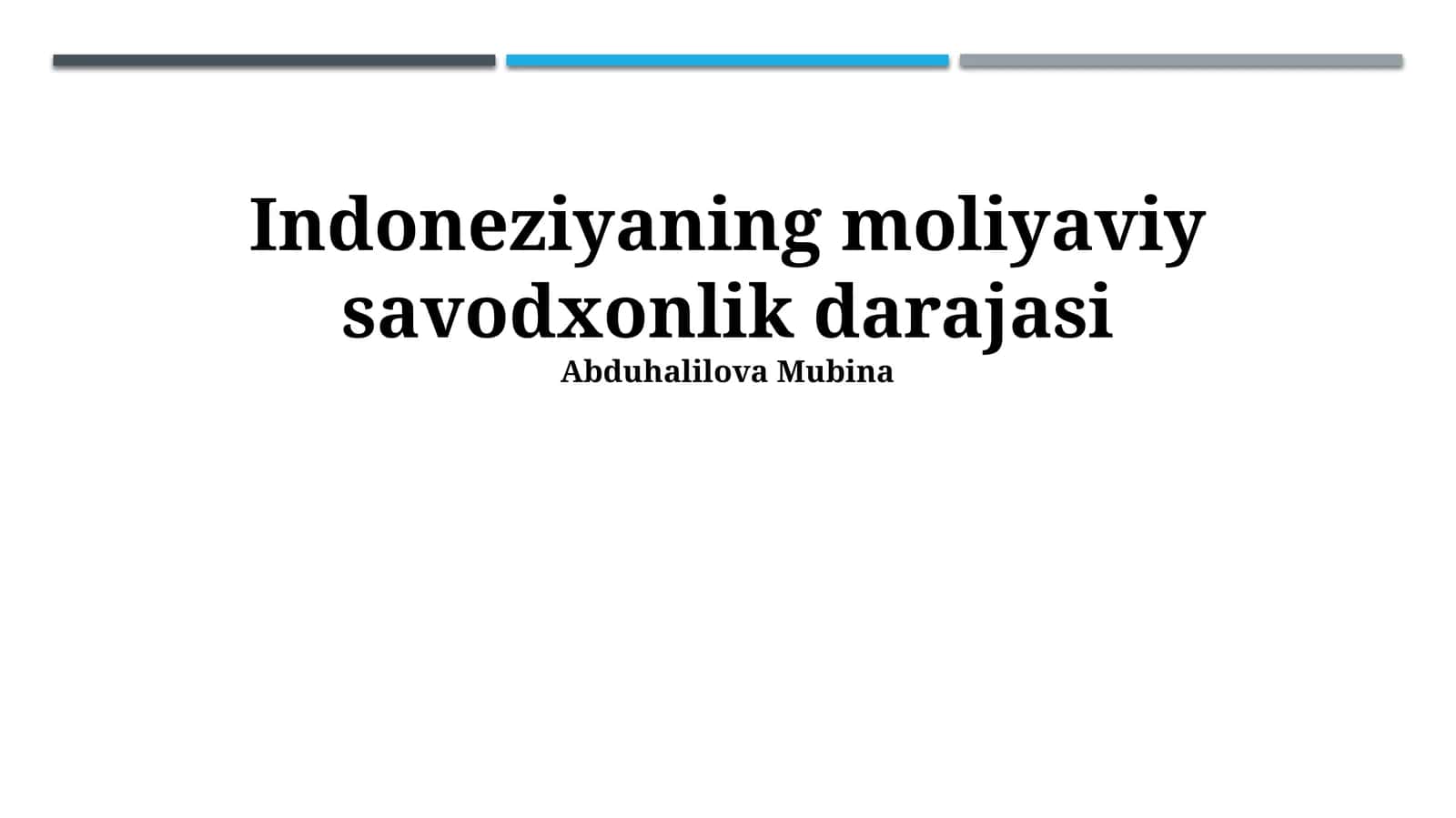 Indoneziyaning moliyaviy savodxonlik darajasi