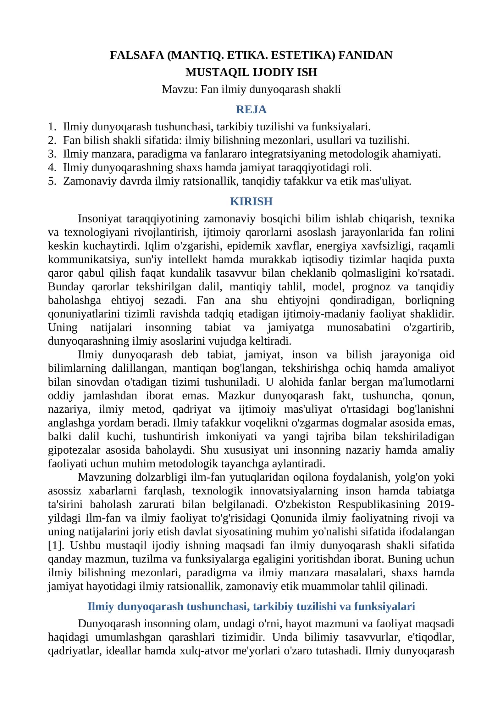MUSTAQIL IJODIY ISH