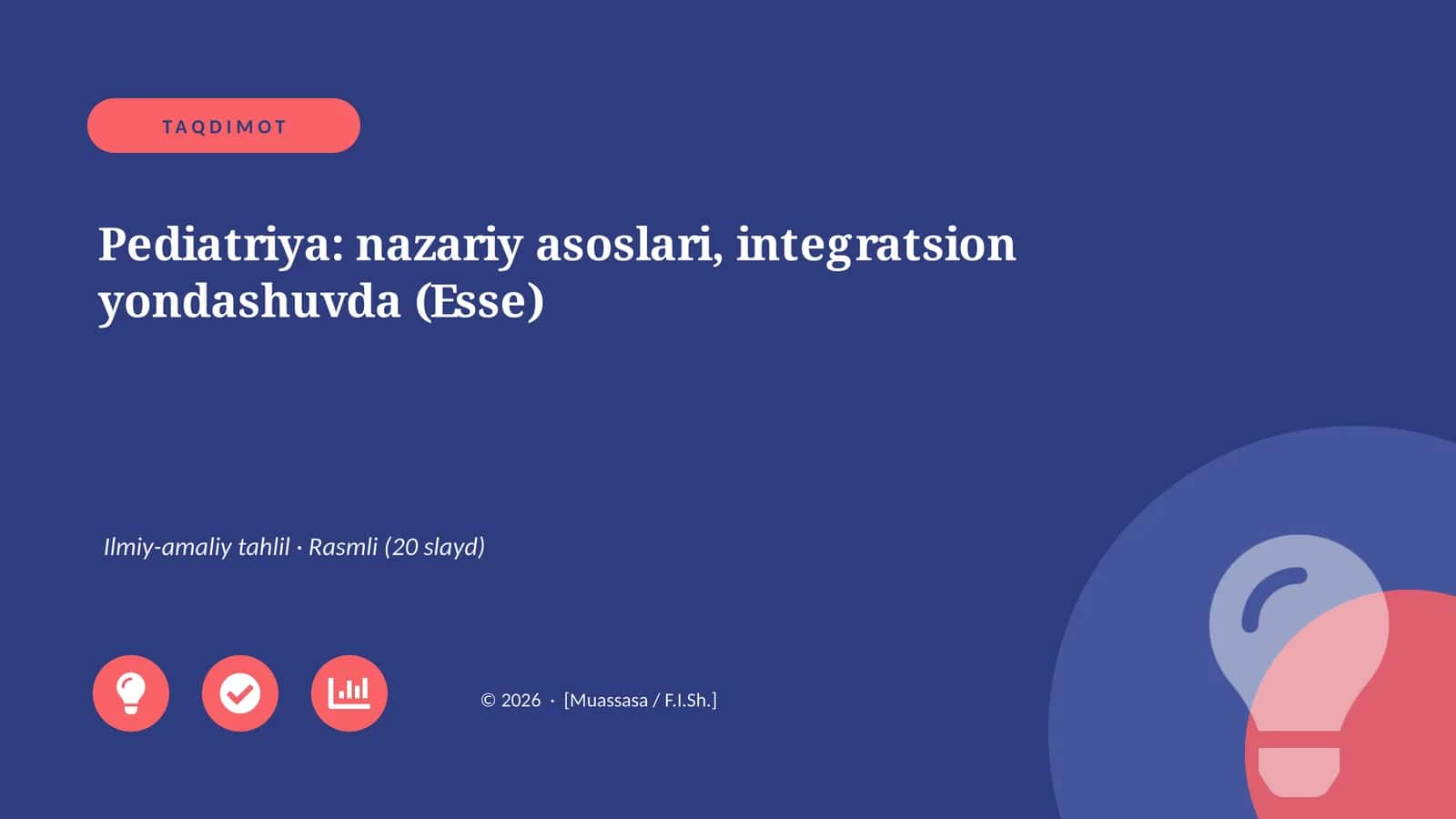 Pediatriya: nazariy asoslari, integratsion yondashuvda (Esse)