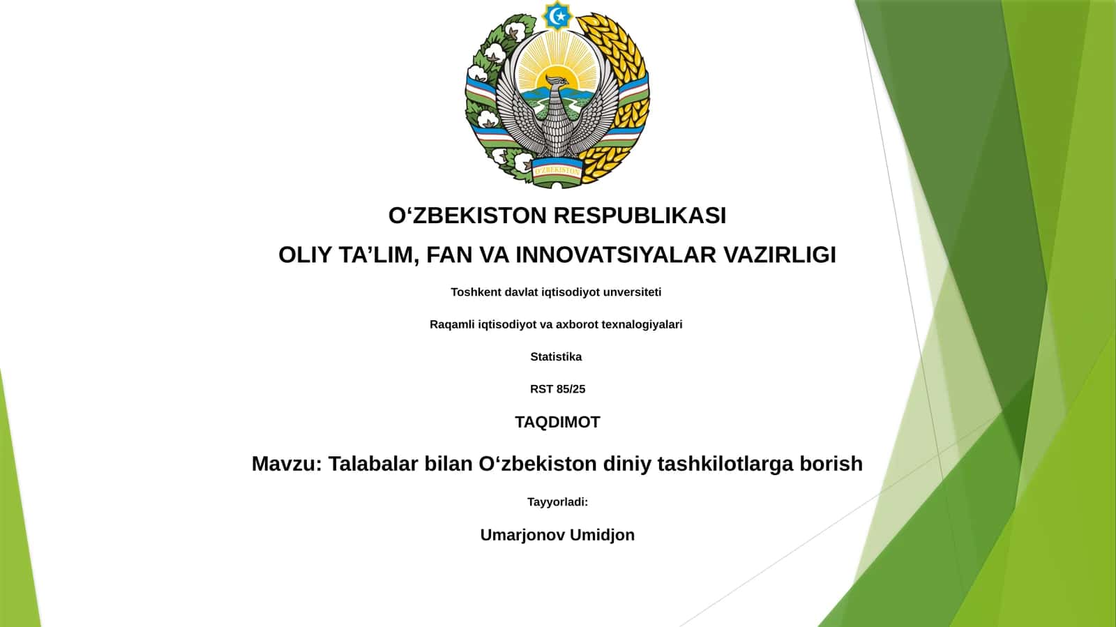 Talabalar bilan Oʻzbekiston diniy tashkilotlarga borish