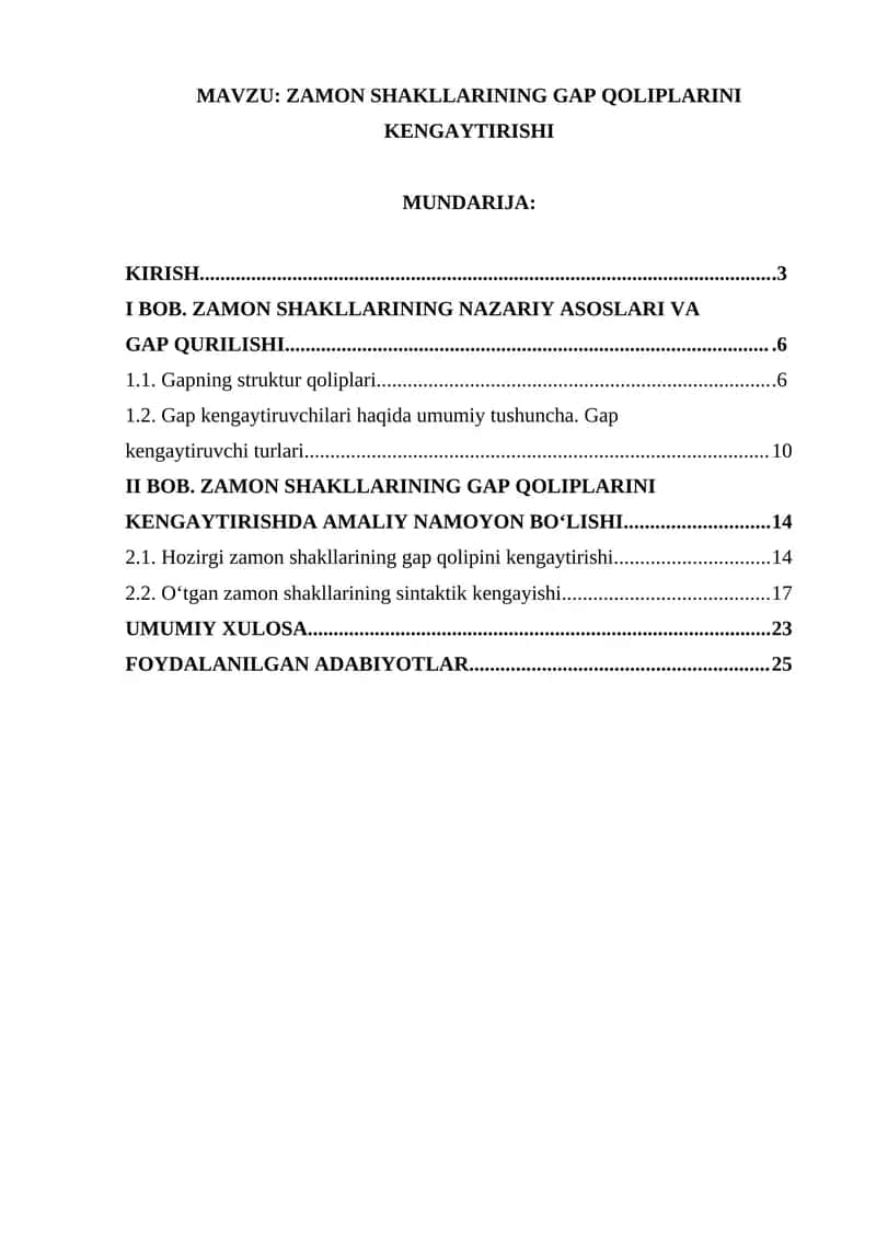 ZAMON SHAKLLARINING GAP QOLIPLARINI KENGAYTIRISHI