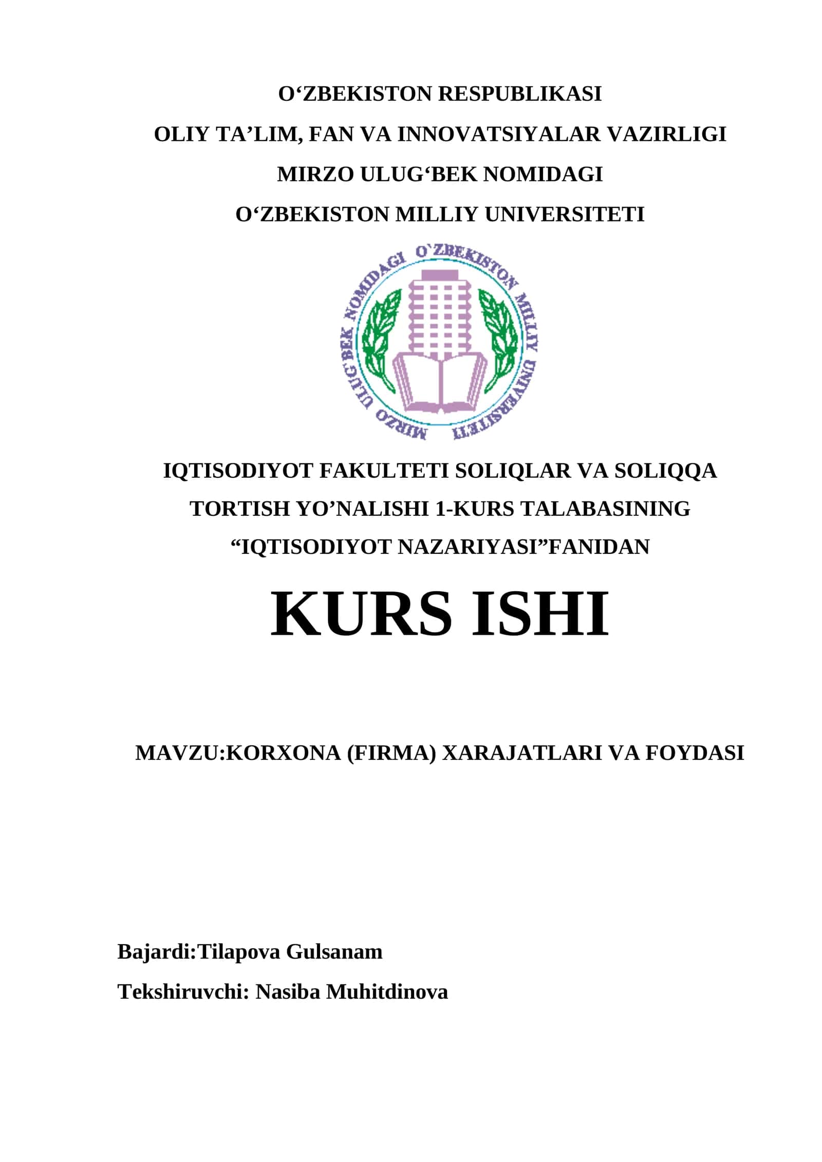 IQTISODIYOT NAZARIYASI