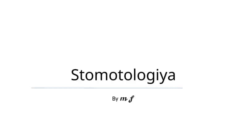 Stomotologiya