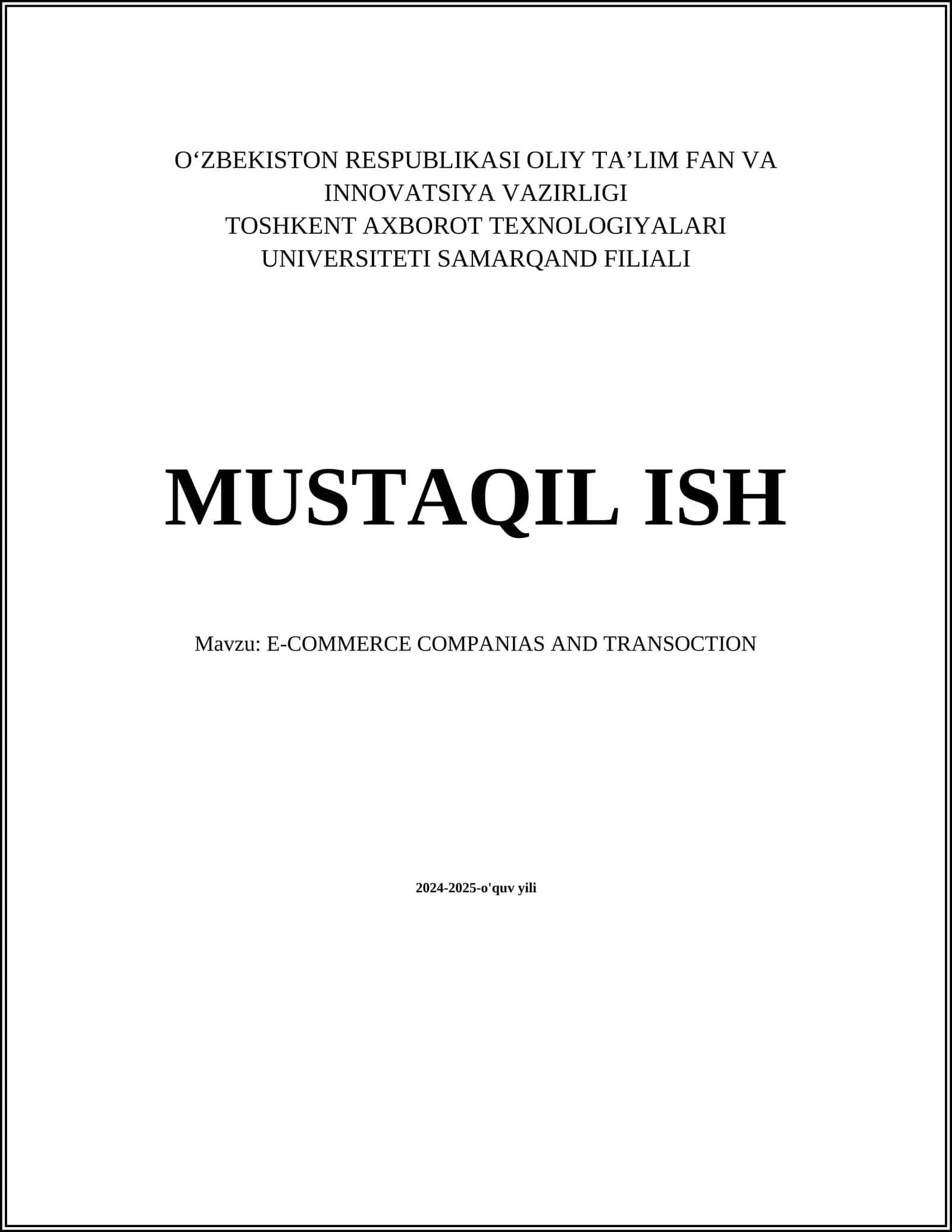 E-COMMERCE COMPANIAS AND TRANSOCTION