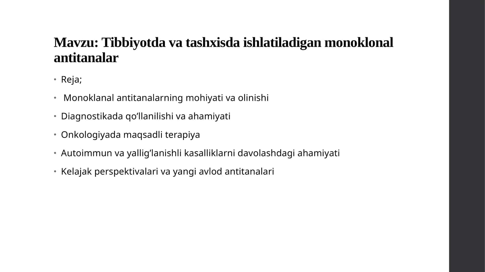 Tibbiyotda va tashxisda ishlatiladigan monoklonal antitanalar