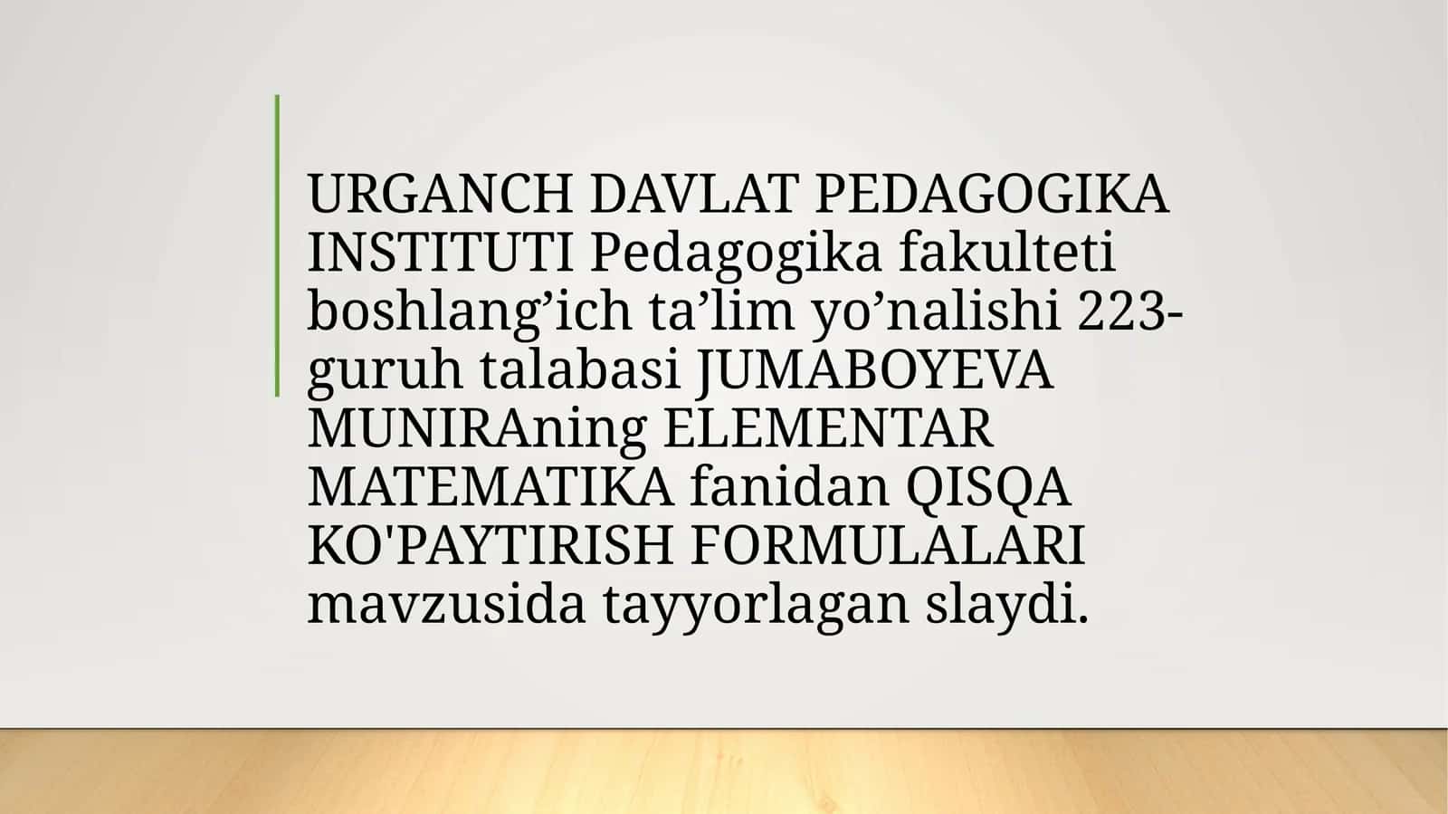 QISQA KO'PAYTIRISH FORMULALARI