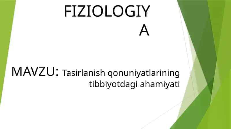 Tasirlanish qonuniyatlarining tibbiyotdagi ahamiyati