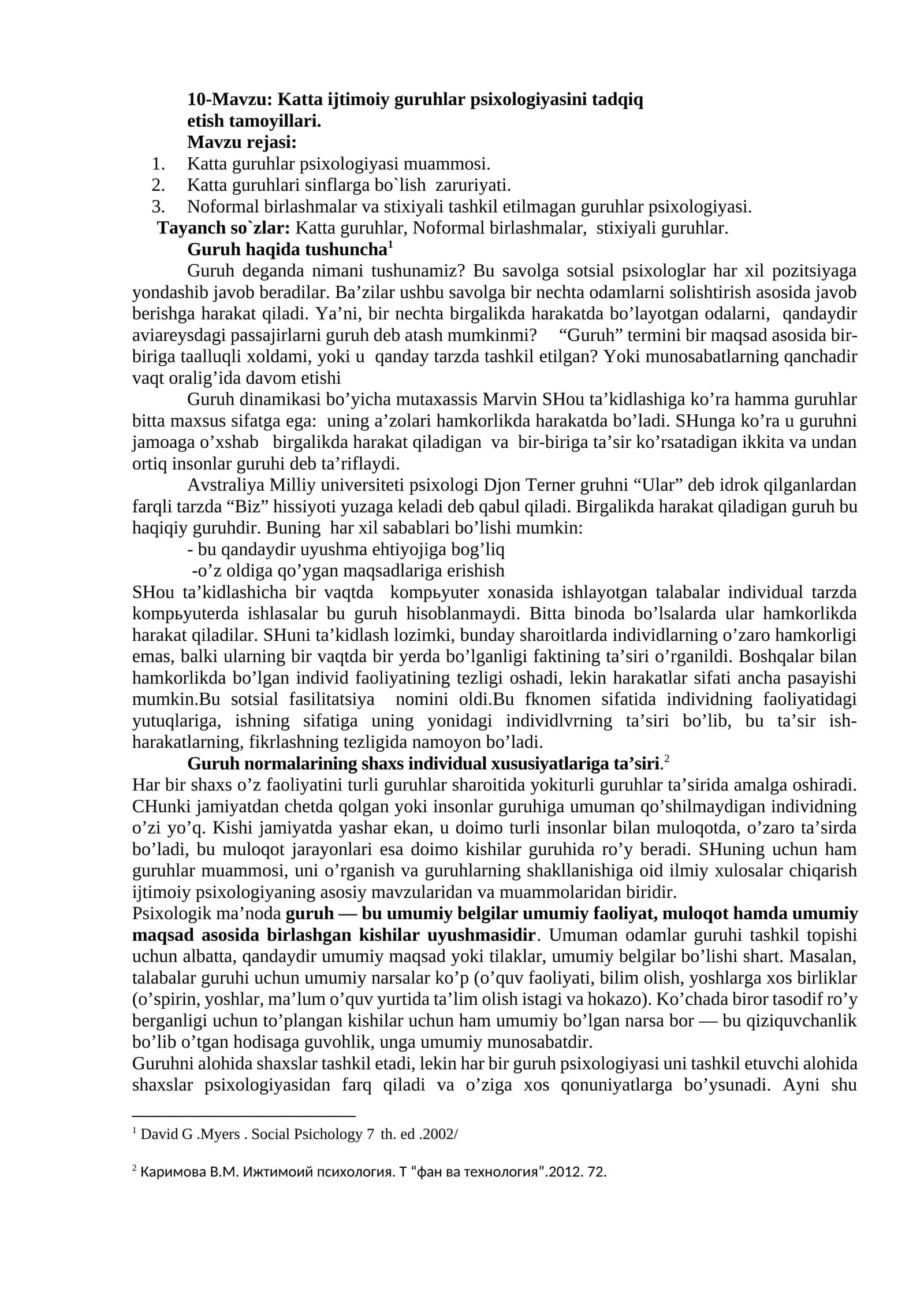 Katta Guruhlar Psixologiyasi