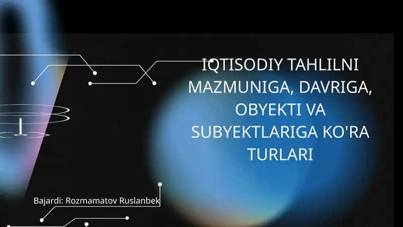 IQTISODIY TAHLILNI MAZMUNIGA, DAVRIGA, OBYEKTI VA SUBYEKTLARIGA KO'RA TURLARI