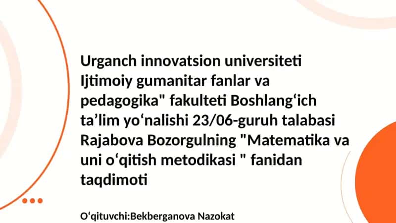 Boshlangʻich sinflarda matematikadan DTS tahlili
