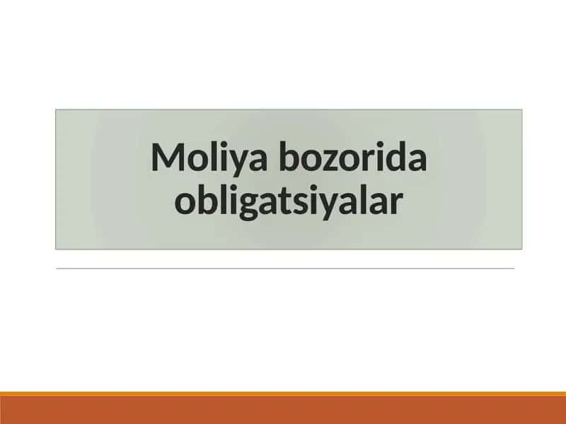 Moliyabozoridaobligatsiyalar