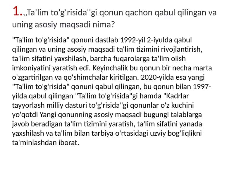 Ta'lim to'g'risida qonuni