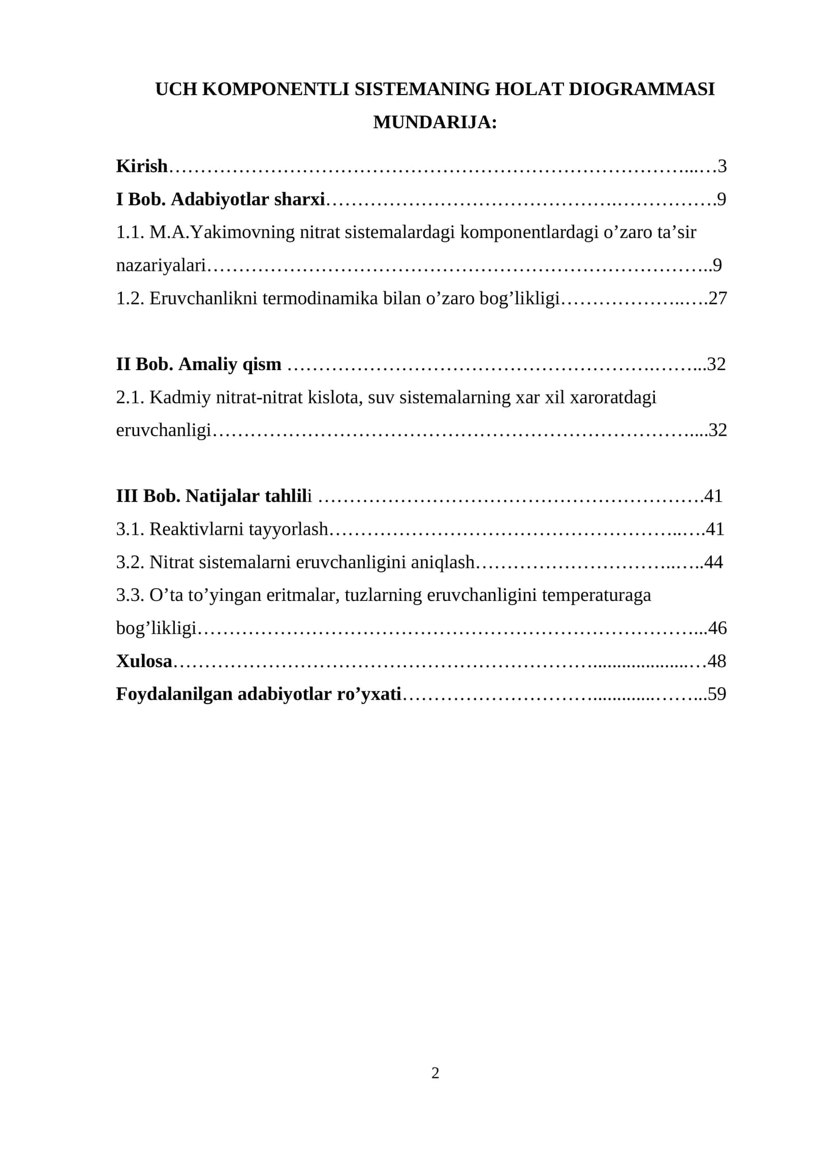 UCH KOMPONENTLI SISTEMANING HOLAT DIOGRAMMASI