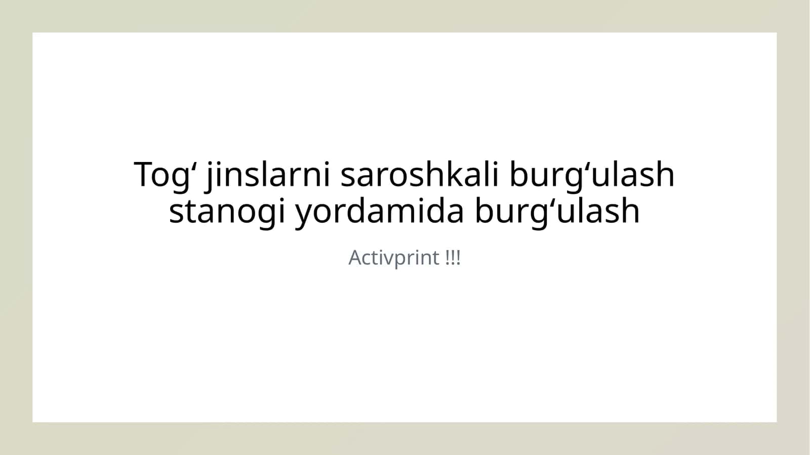 Togʻ jinslarni saroshkali burgʻulash stanogi yordamida burgʻulash