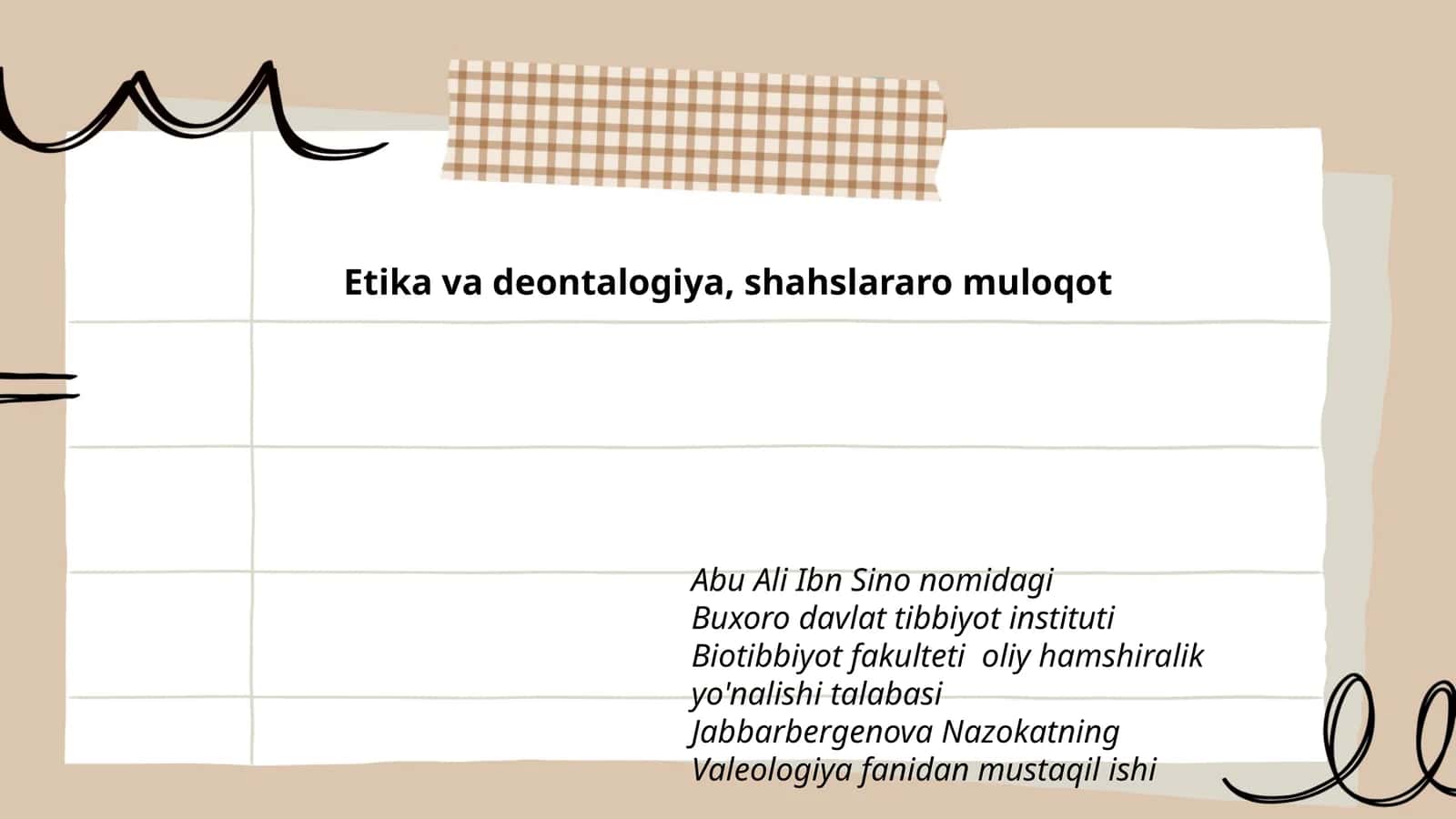 Etika va deontalogiya, shahslararo muloqot