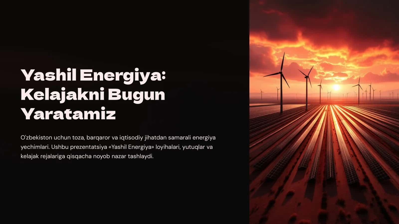 Yashil Energiya: Kelajakni Bugun Yaratamiz