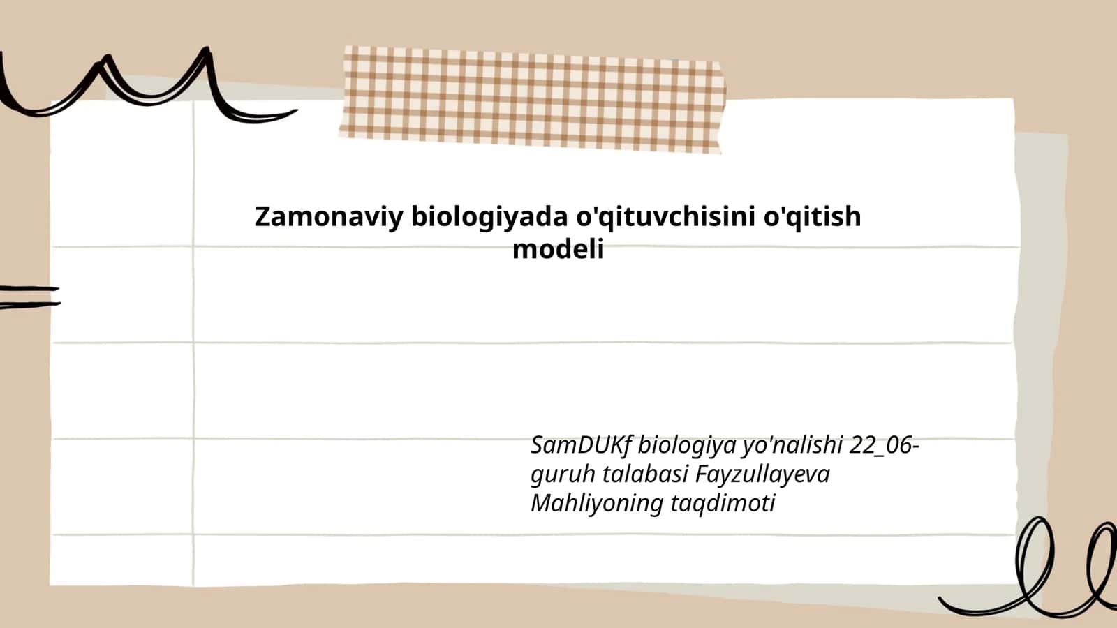 Zamonaviy biologiyada o'qituvchisini o'qitish modeli