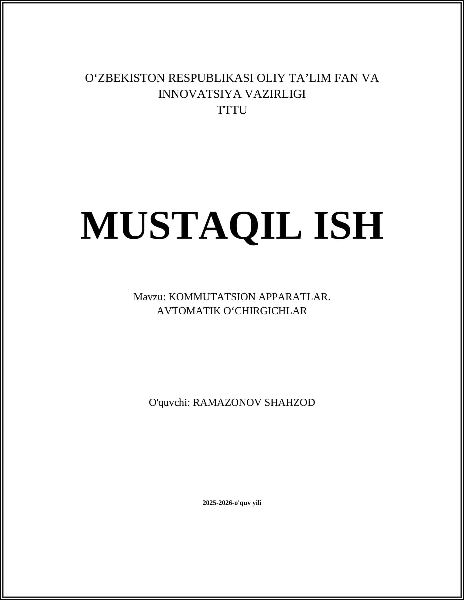 KOMMUTATSION APPARATLAR