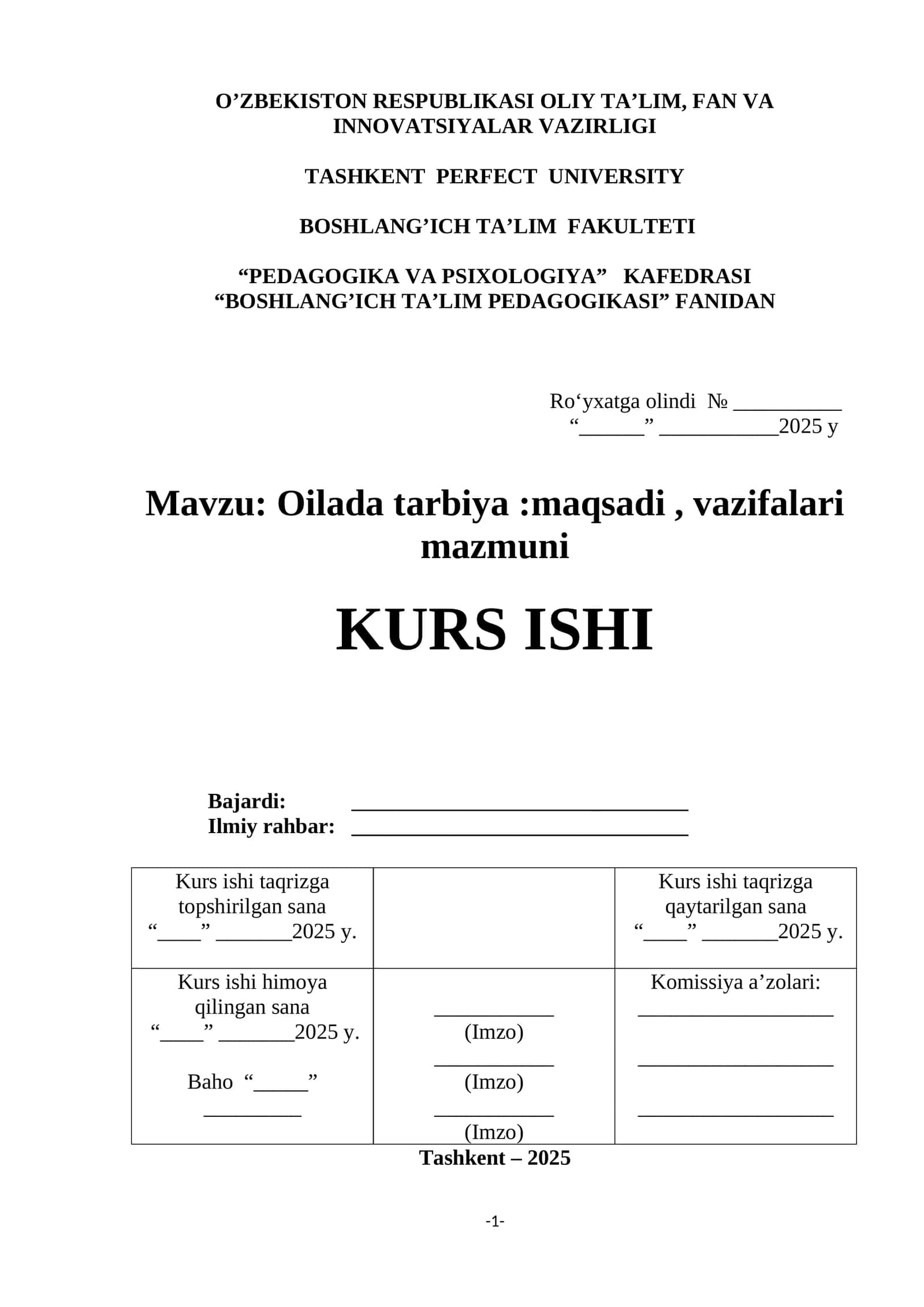 BOSHLANG’ICH TA’LIM PEDAGOGIKASI