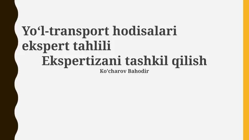 Yo‘l-transport hodisalari ekspert tahlili